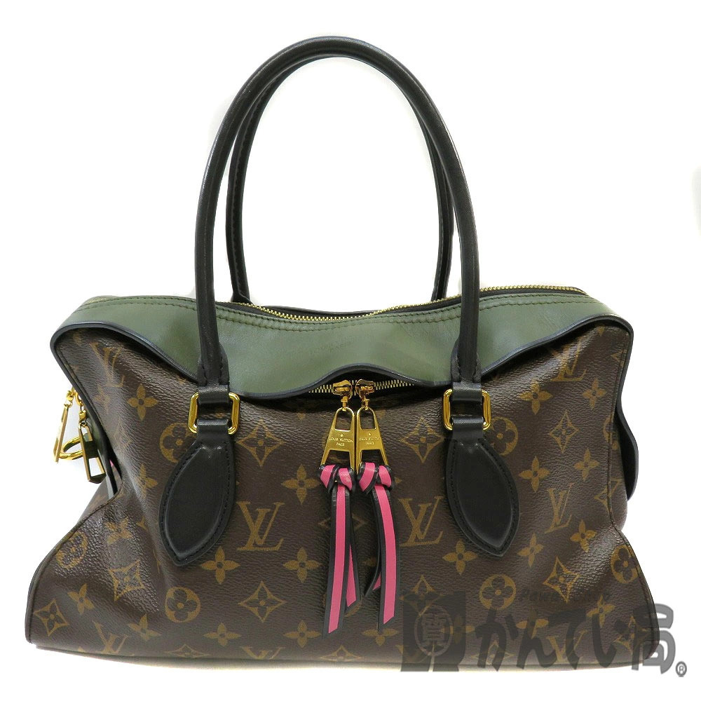 LOUIS VUITTON Tuileries Tote Bag Shoulder Monogram Khaki Green Brown Suede
